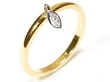 Marquise Shape Diamond Dangling on Two Tone 18k Gold Ring, Ring Size 7.25 (T.w 0.10)