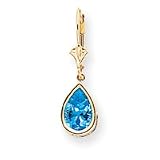 14k 10x7mm Pear Blue Topaz leverback earring XLB105BT