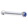 Solid 14KT White Gold 1.5mm Genuine Blue Sapphire Nose Bone - 18 Gauge