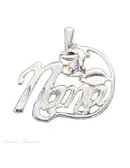 Sterling Silver 18" .8mm Wide Box Chain Necklace With NANA Word Pendant
