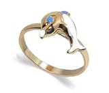 10 KT Solid Yellow Gold Baby Band Dolphin Child Ring