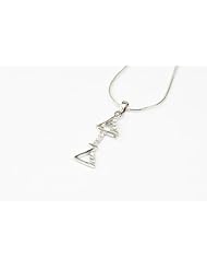 Alpha Gamma Delta Sterling Silver Lavaliere set with Lab-Created Diamonds