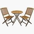 Outdoor Interiors Eucalyptus 3 Piece Square Bistro Outdoor Furniture Set - includes cushions