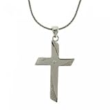 Sterling Silver Cross Pendant 18 Inch Necklace Diamond