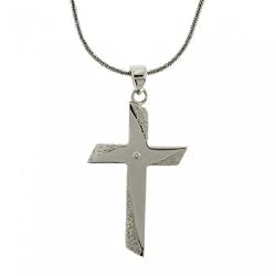 Tiny Diamond Cross Pendant & 18 Inch Snake Chain Necklace