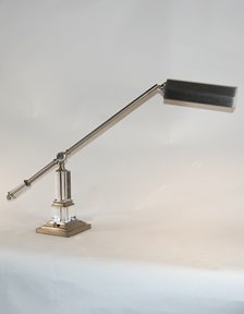 Lite Master Brushed Nickel & Lucite Long Arm Desk Lamp