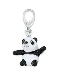 Genuine Zable (TM) Product. 925 Sterling Silver Enamel Panda Clip-on Bead Charm. 100% Satisfaction Guaranteed.