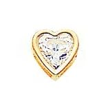 14K Gold 6mm Heart Cubic Zirconia Slide Pendant Jewelry