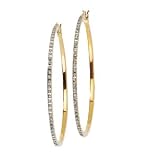 Gold Plated Sterling Silver 0.01 ct. Diamond Hinged Hoop Earrings