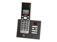 Audioline Polo 880 Schnurloses DECT-Telefon  Eco Mode Energiesparmodus, Anrufbeantworter schwarz / silber