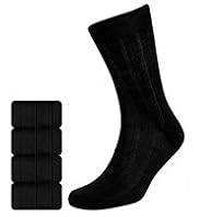 4 Pairs of Autograph Pure Mercerised Cotton Ribbed Socks