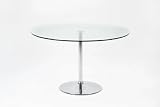 Large Round Glass Dining Table - Clear - Becky Range