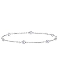 Bezel Set By the Yard White Topaz Bracelet in 14K White Gold 7 Inch Length with 0.60 Carat Weigh
