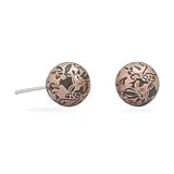 21XnLYSkukL. SL160  8mm Ball Silver and Mauve Floral Design Stud Earrings