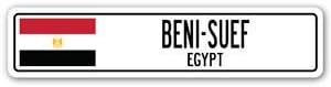 BENI-SUEF, EGYPT Street Sign Sticker Decal Wall Window Door Egyptian flag city country road wall 8.25 x 2.0 - Sticker Graphic - Auto, Wall, Laptop, Cell