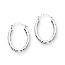 14k White Gold Polished Hoop Earrings