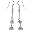 Girls Earrings Set in Sterling Silver With Rose Quartz Gemstone 3.75 inches (gnklcs301erng)