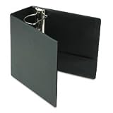Leather Grain Vinyl Easy Open D-Ring Binder w/Finger Slot, 5in Cap, BLK