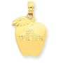 14k Number 1 Teacher Apple Pendant - Measures 12.6mm - JewelryWeb