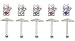 5 piece Kitty Cat body jewelry piercing nose pin ring bone