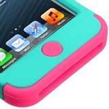 MyBat Rubberized Teal Green/Electric Pink TUFF Hybrid Protector Cover for iPod touch 5