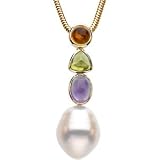 14K Yellow Gold South Sea Cultured Circl� Pearl and Multicolor Gemstone Pendant