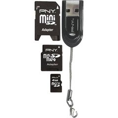PNY 4GB 4-in-1 Mobile Media Kit MicroSD Adapter Kit P-SDU4G4IN1-FS