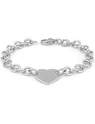 Kids Jewelry - Sterling Silver Heart Tag Rolo Chain Bracelet (6 1/2")