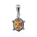 Brown Amber Sterling Silver Cute Turtle Pendant Charm