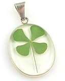 Four Leaf Clover Large Oval Pendant