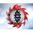 Medium Rolling Star Gazing Ball Teal/Red Wind Spinner