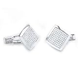 1 Carat Diamond 14k White Gold Cuff Links