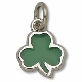 Boston Celtics 5/8 Plain Shamrock Enameled Charm - Sterling Silver Jewelry
