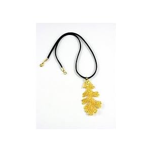 REAL LEAF Gold Oak Necklace Pendant Gold & Chain