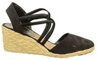 Lauren Ralph Lauren Women's Celena Espadrille Sandal, Black Geo Debossed Nubuck, 7 B US