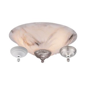 Monte Carlo MC106 Wild Flower Bowl with Brushed Pewter and White Bowl Caps, Charcoal Faux Alabaster