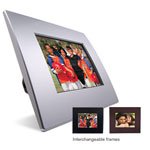 WESTINGHOUSE DPF-0561 5.6 DIGITAL PHOTO FRAME w/3 INTERCHANGEABLE FRAME COVERS MAHOGANY BRUSHED ALUM
