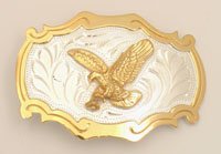German Silver Eagle Western Belt Buckle   3-1/8" x 2-1/8"