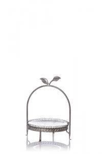 METAL LEAF CAKE STAND WITH GLASS PLATE