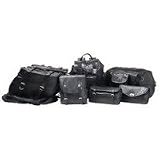 Diamond Plate 7pc Alligator Embossed Rock Design Genuine Buffalo Leather Motorcycle Luggage #lumset2
