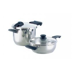 Fissler Blue Point Pressure Cooker Set (Stainless Steel) (18.31H x 12.01W x 14.96D)