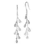 14k White Gold & Diamond Cluster Drop Earrings (0.09ctw)