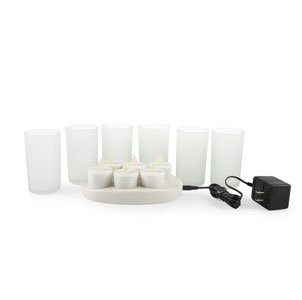 Restaurant Quality Rechargeable Amber LED Tea Light Set of 6 with Bonus Frosted Glass Holders Restaurant Quality Rechargeable Amber LED Tea Light Set of 6 with Bonus Frosted Glass Holders