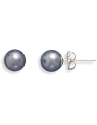 8mm Cultured Tahitian Pearl Stud Earrings with 14K White Gold Post and Earring Backs