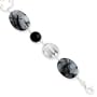 Sterling Silver Black Agate & Rutilated Tourmaline Bracelet 8"