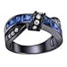 Black Stainless Steel Blue Created-Sapphire Cross Over Wedding Engagement Ring Women TKJ