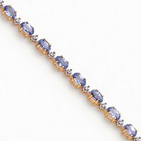 14k Fancy Diamond Tanzanite Bracelet - 7 Inch by JewelryWeb
