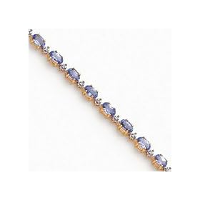 14k Fancy Diamond Tanzanite Bracelet - 7 Inch - Lobster Claw by
