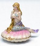 Nature Keepsake Box, Trinket Box, Painted, Mermaid. Gemstone Decoration. Magnetic Closure. 3" X 3.5". Comes in Gift Box.