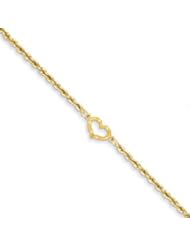 Genuine IceCarats Designer Jewelry Gift 14K Open Heart Rope Anklet In 10.00 Inch